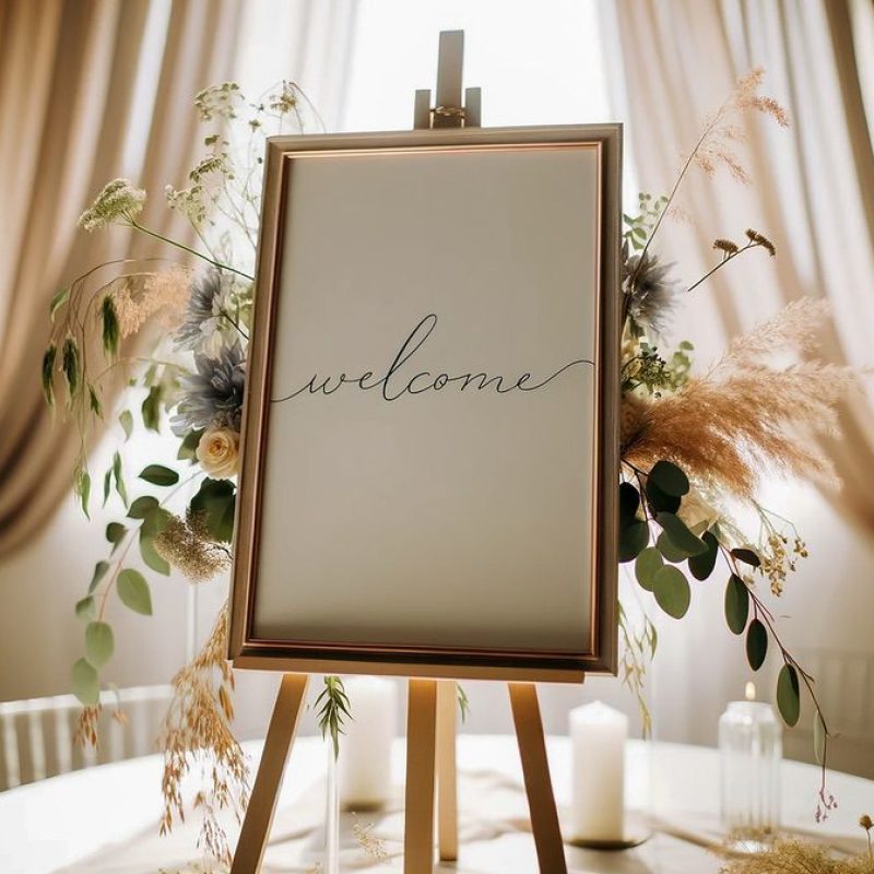 Blank mockup of wedding welcome sign in a minimalist theme.