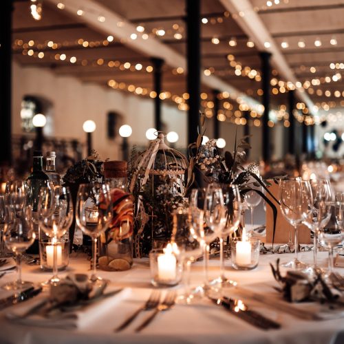 a wedding location with dinner tables